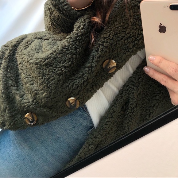 Olive Teddy Jacket — Olive - Picture 7 of 8